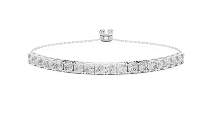White Gold Round Cut Diamond Tennis Bracelet with Adjustable Chain