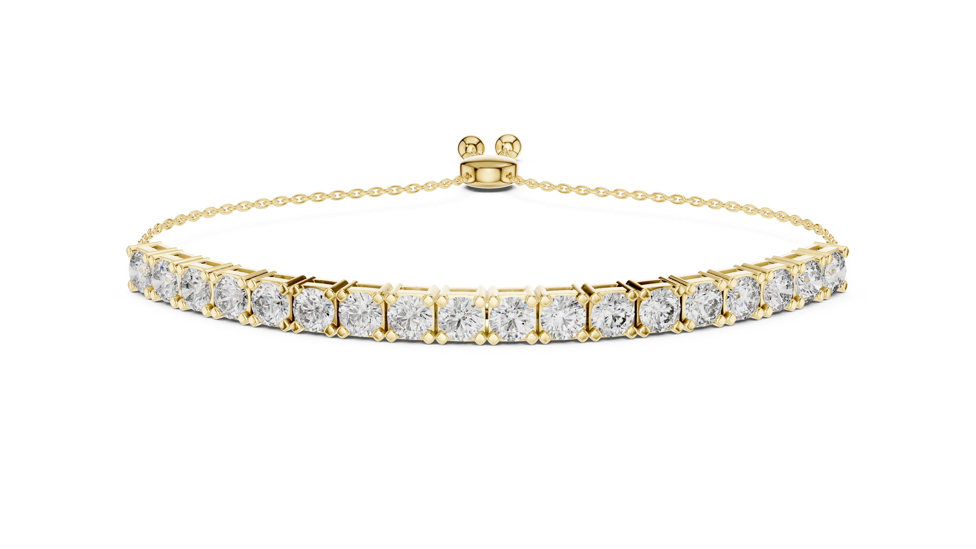 14K Gold Round Cut Diamond Tennis Bracelet with Adjustable Chain