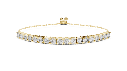 14K Gold Round Cut Diamond Tennis Bracelet with Adjustable Chain