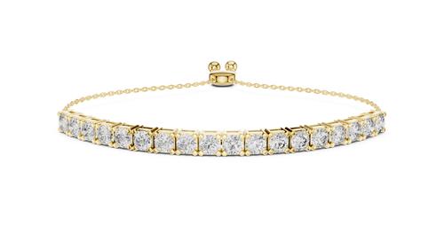 14K Gold Round Cut Diamond Tennis Bracelet with Adjustable Chain