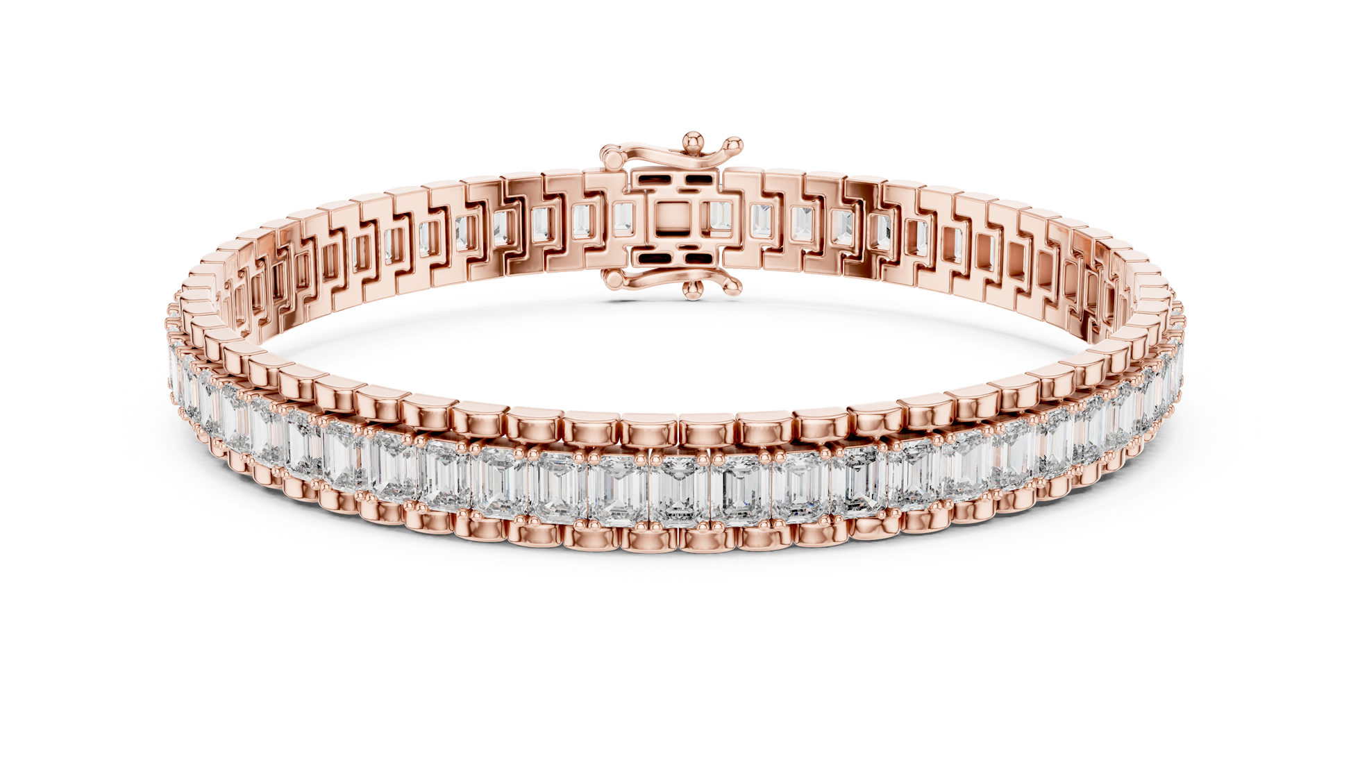 Luxury Emerald Cut Diamond Tennis Bracelet in Rose Gold