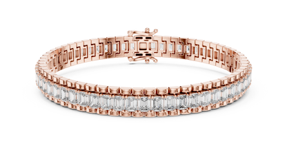 Luxury Emerald Cut Diamond Tennis Bracelet in Rose Gold