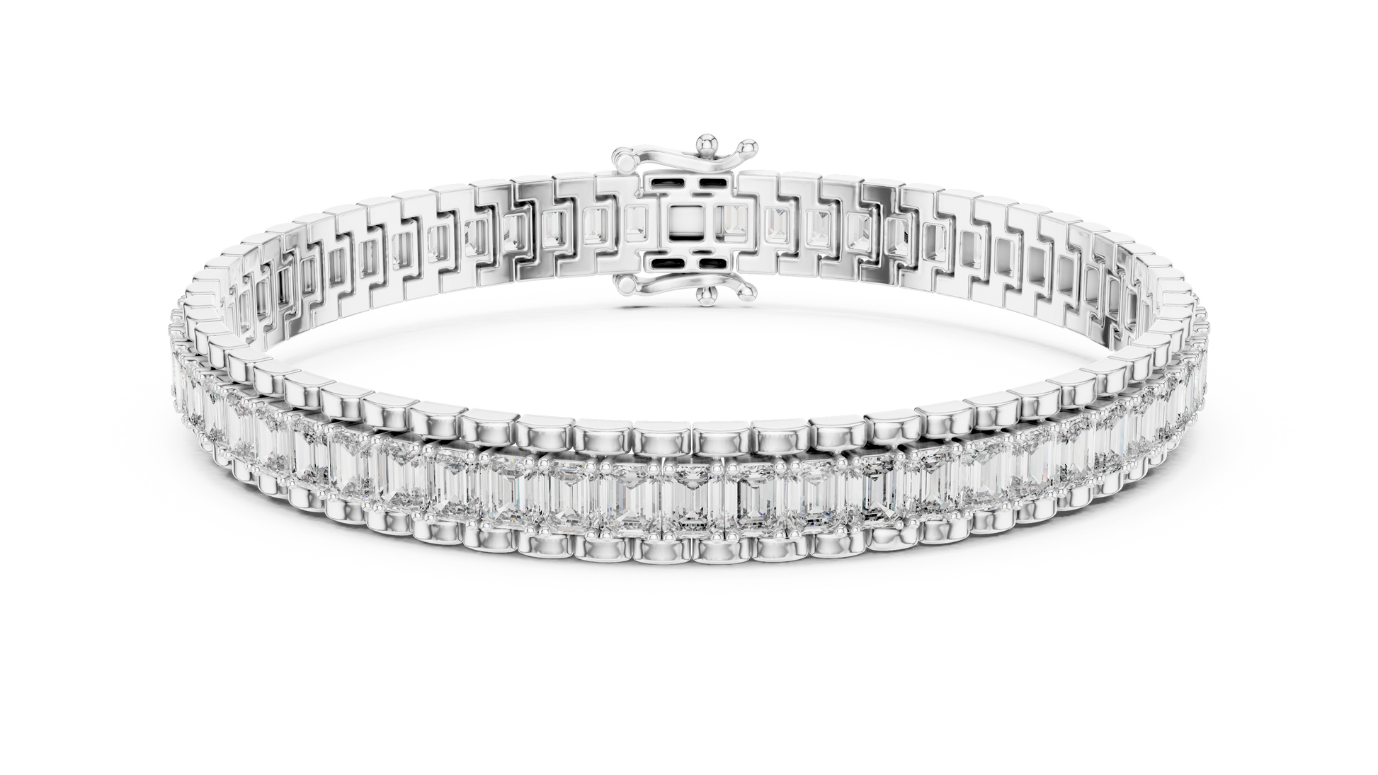 Luxury Emerald Cut Diamond Tennis Bracelet in White Gold
