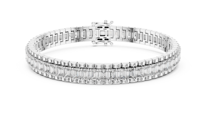 Luxury Emerald Cut Diamond Tennis Bracelet in White Gold