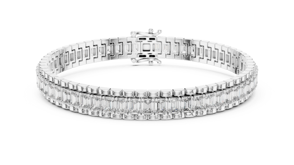 Luxury Emerald Cut Diamond Tennis Bracelet in White Gold
