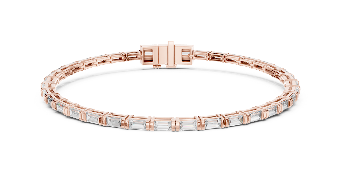 Baguette Diamond Tennis Bracelet in Rose Gold