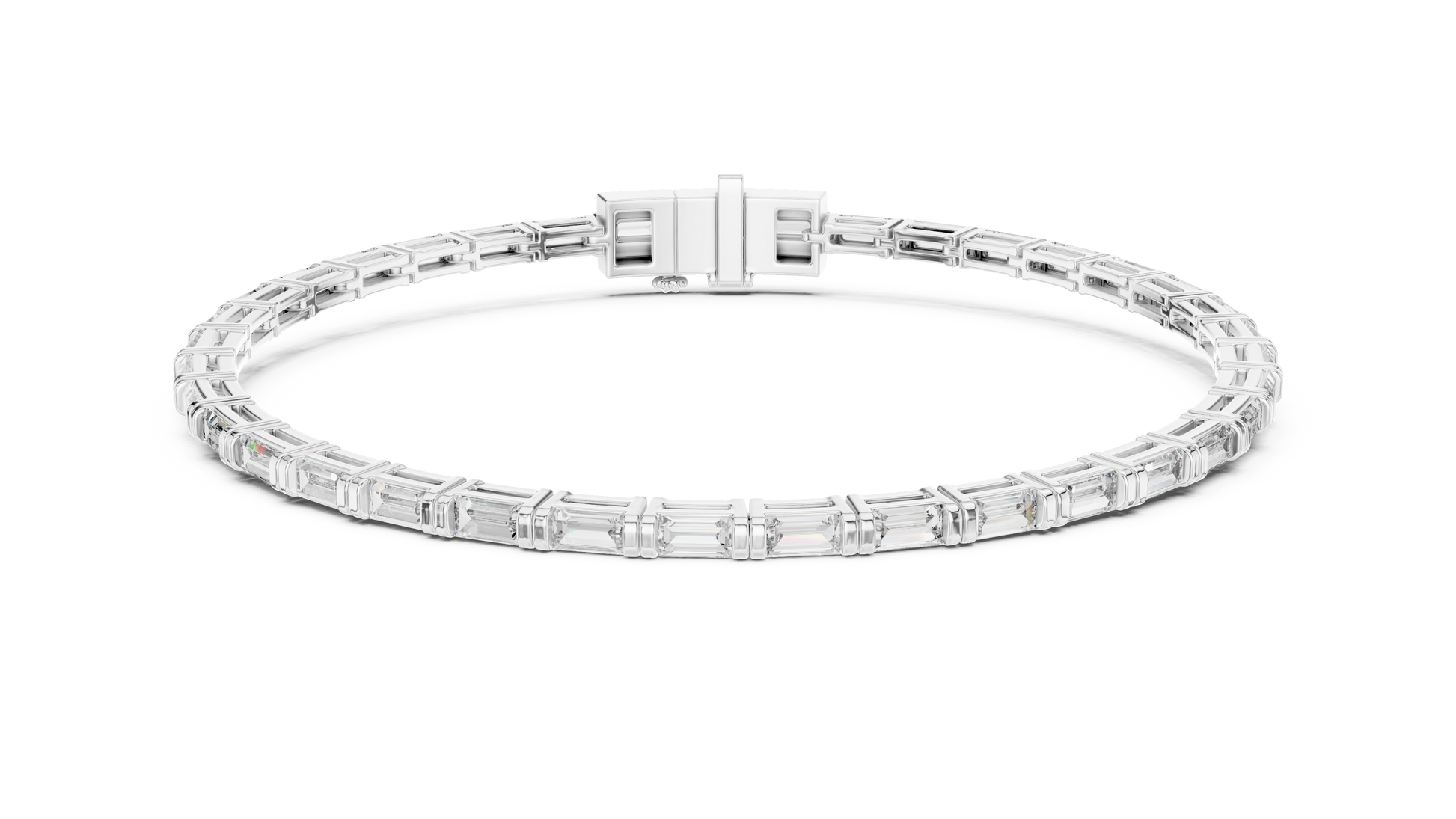 Baguette Diamond Tennis Bracelet in White Gold