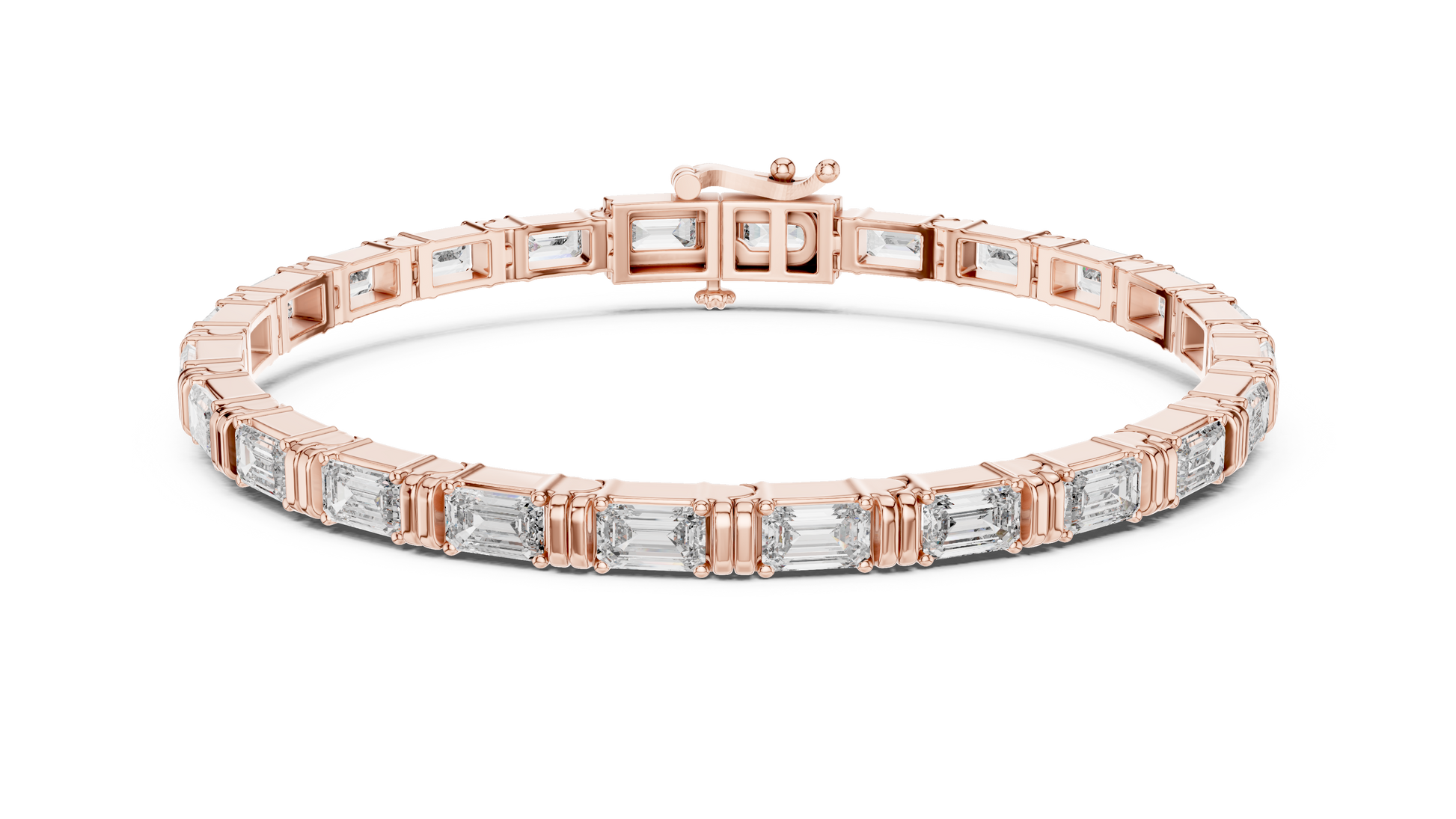 Rose Gold Emerald Cut Diamond Tennis Bracelet