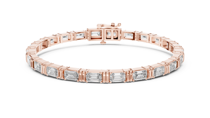 Rose Gold Emerald Cut Diamond Tennis Bracelet