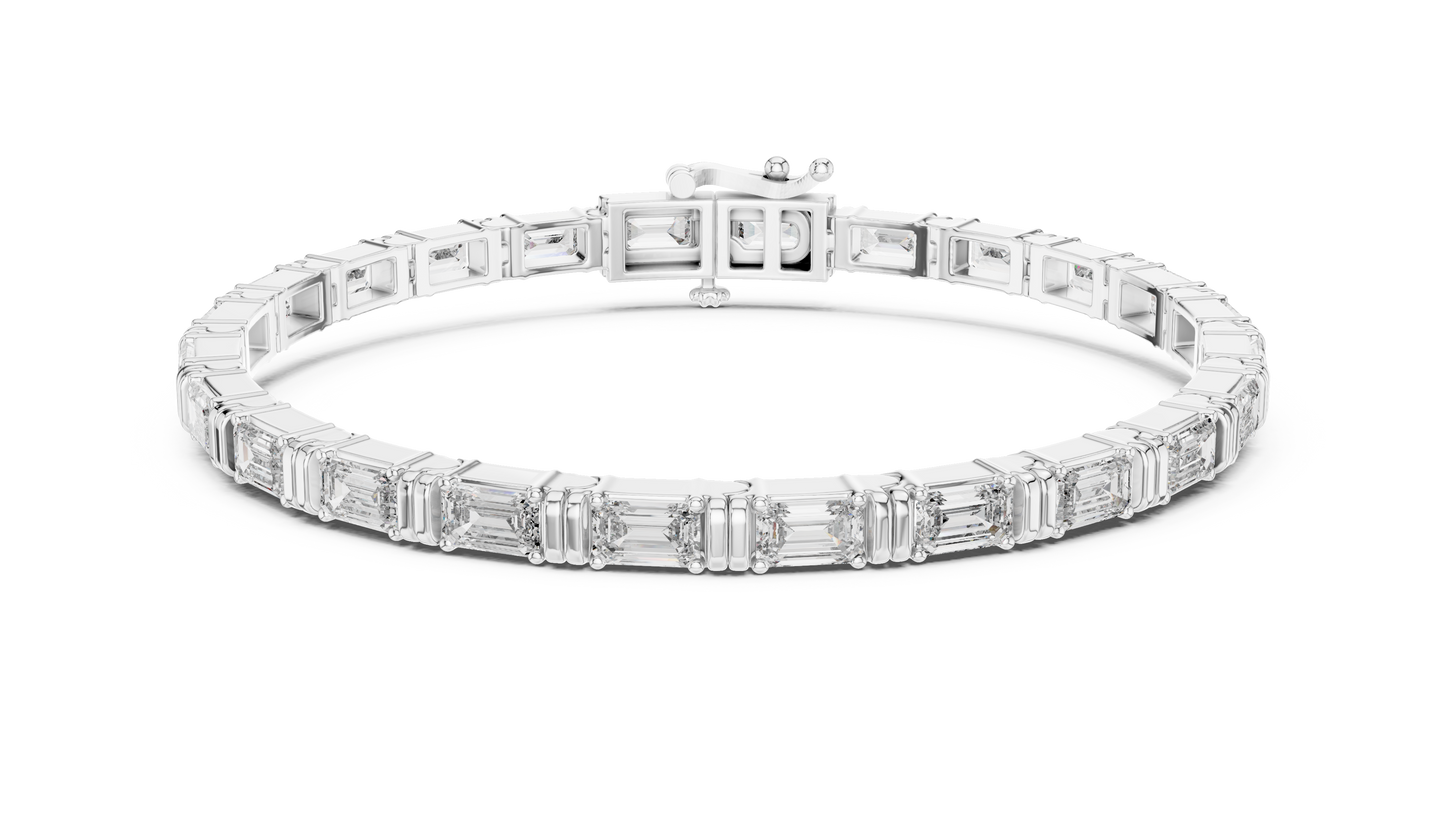 White Gold Emerald Cut Diamond Tennis Bracelet