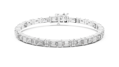 White Gold Emerald Cut Diamond Tennis Bracelet