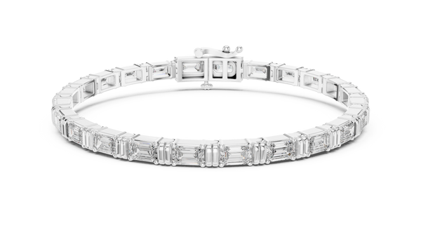 White Gold Emerald Cut Diamond Tennis Bracelet