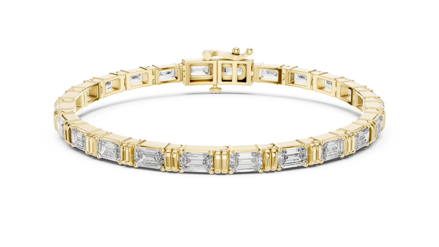 14K Yellow Gold Emerald Cut Diamond Tennis Bracelet