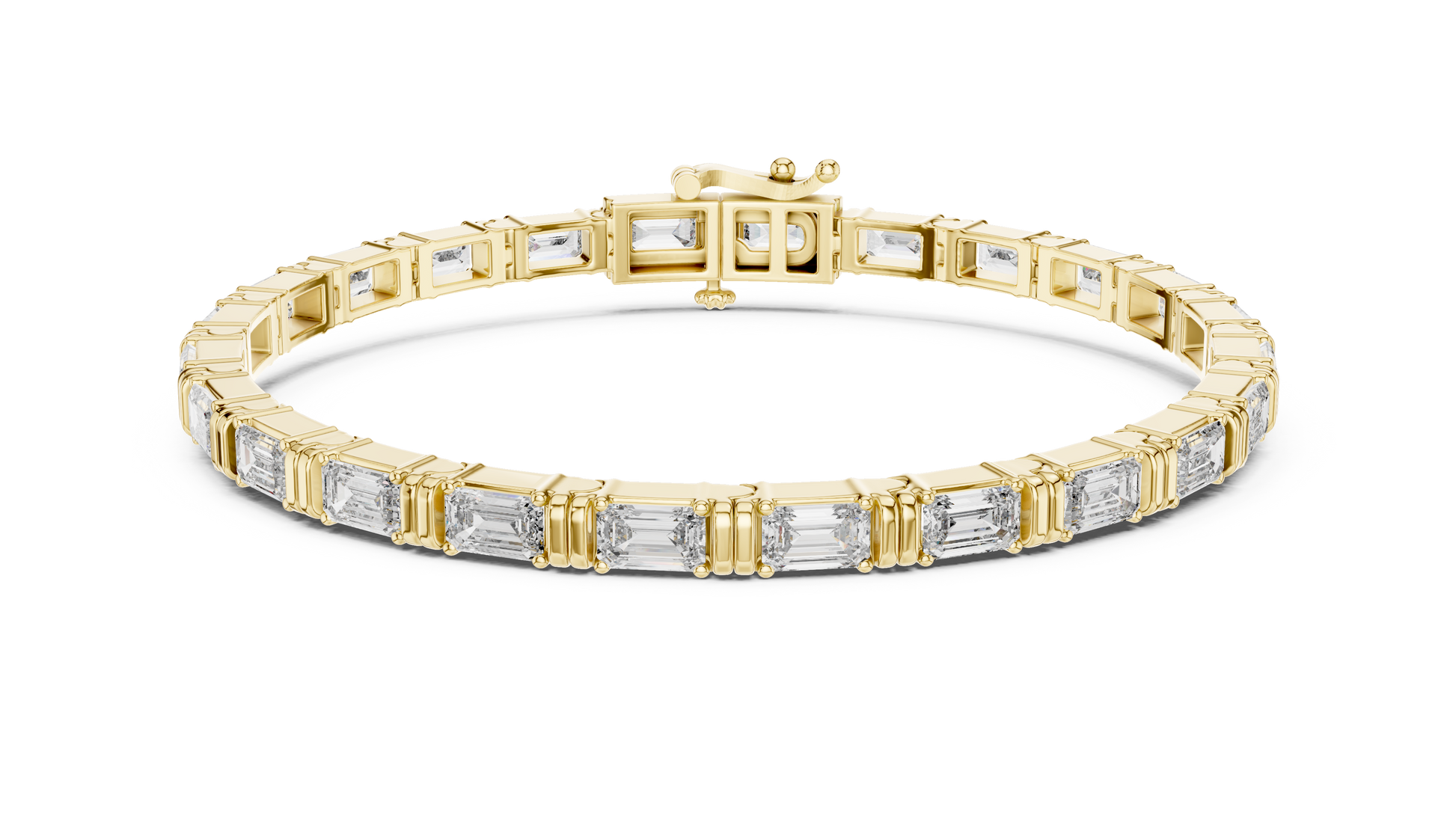 14K Yellow Gold Emerald Cut Diamond Tennis Bracelet