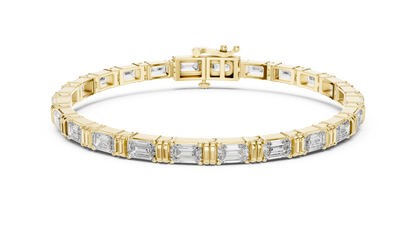 14K Yellow Gold Emerald Cut Diamond Tennis Bracelet