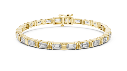 14K Yellow Gold Emerald Cut Diamond Tennis Bracelet