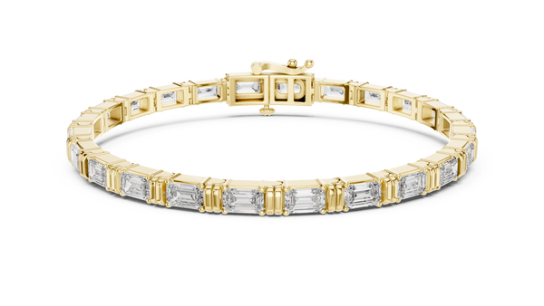 14K Yellow Gold Emerald Cut Diamond Tennis Bracelet