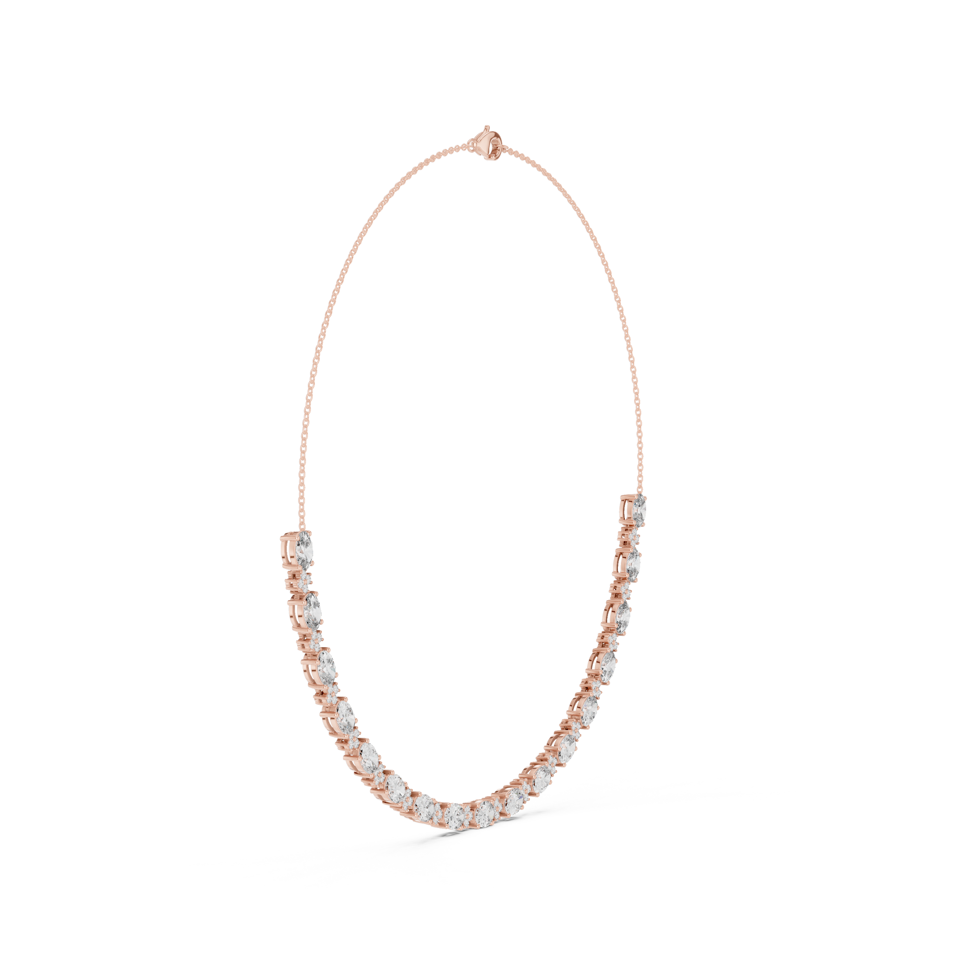 14K Rose Gold Marquise and Round Diamond Necklace