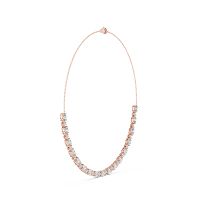 14K Rose Gold Marquise and Round Diamond Necklace