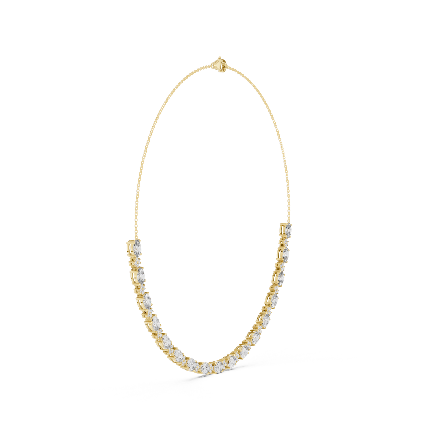 14K Gold Marquise and Round Diamond Necklace