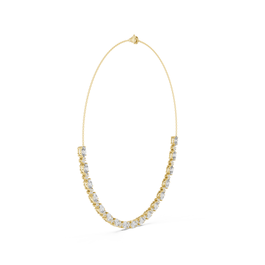 14K Gold Marquise and Round Diamond Necklace