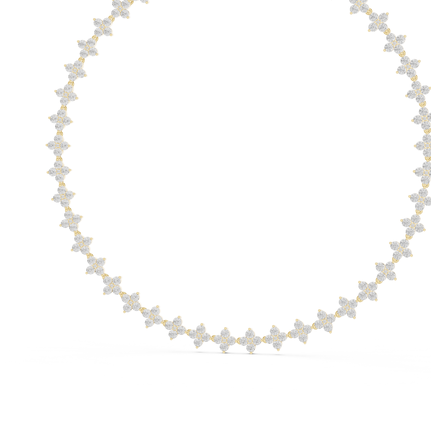 14K Gold diamond floral cluster necklace featuring flower-inspired round diamonds in an elegant luxury statement jewelry design.