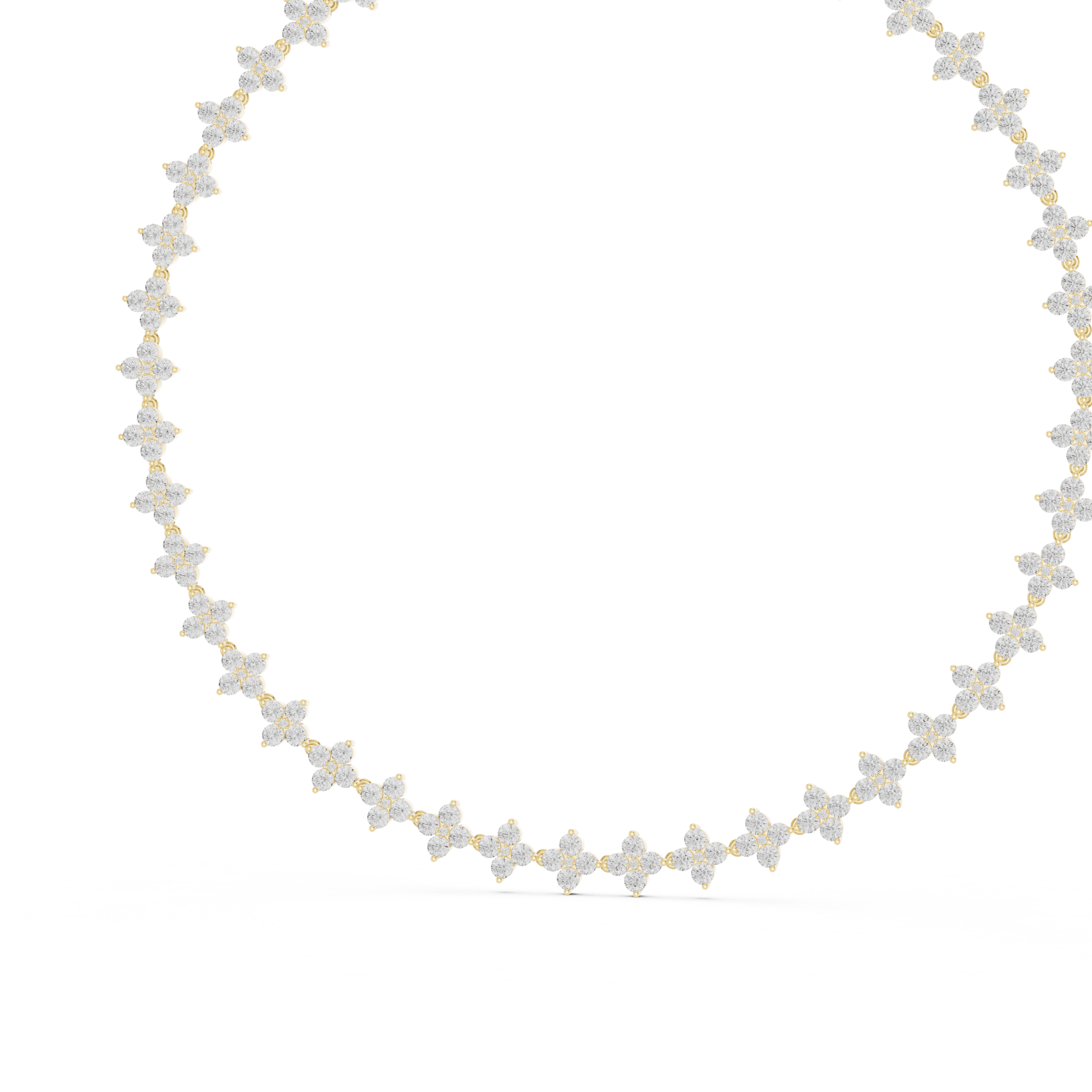 14K Gold diamond floral cluster necklace featuring flower-inspired round diamonds in an elegant luxury statement jewelry design.