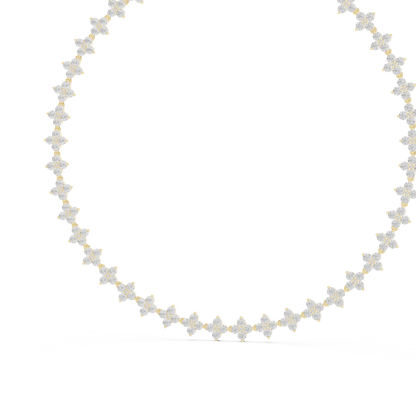 14K Gold diamond floral cluster necklace featuring flower-inspired round diamonds in an elegant luxury statement jewelry design.