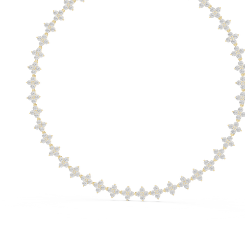 14K Gold diamond floral cluster necklace featuring flower-inspired round diamonds in an elegant luxury statement jewelry design.