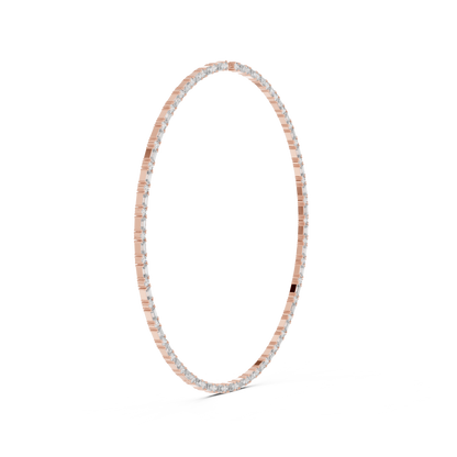 Rose gold tennis necklace featuring alternating emerald-cut and round brilliant diamonds in a sleek luxury jewelry design.