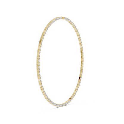 14K gold tennis necklace featuring alternating emerald-cut and round brilliant diamonds in a sleek luxury jewelry design.
