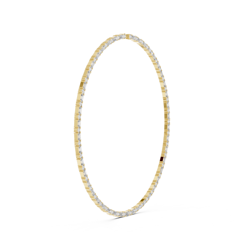 14K gold tennis necklace featuring alternating emerald-cut and round brilliant diamonds in a sleek luxury jewelry design.