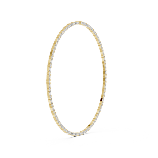 14K gold tennis necklace featuring alternating emerald-cut and round brilliant diamonds in a sleek luxury jewelry design.