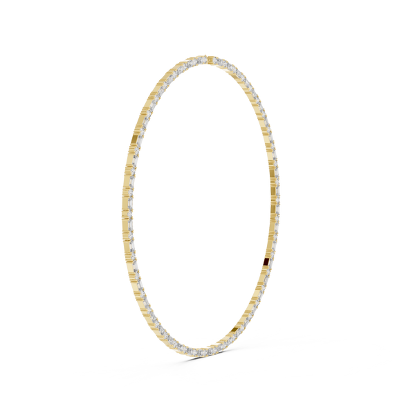 14K gold tennis necklace featuring alternating emerald-cut and round brilliant diamonds in a sleek luxury jewelry design.