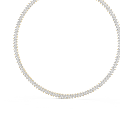 14K gold tennis necklace featuring a continuous row of emerald-cut diamonds in a timeless luxury design.