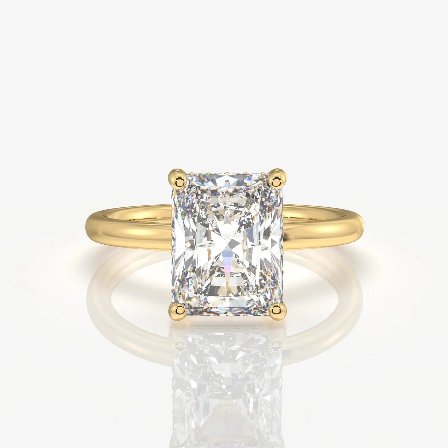 Radiant Cut Diamond Ring, 14K Solid Gold Solitaire Engagement Ring, Elegant Wedding Jewelry, Luxury Proposal Ring for Women. Cushionblue
