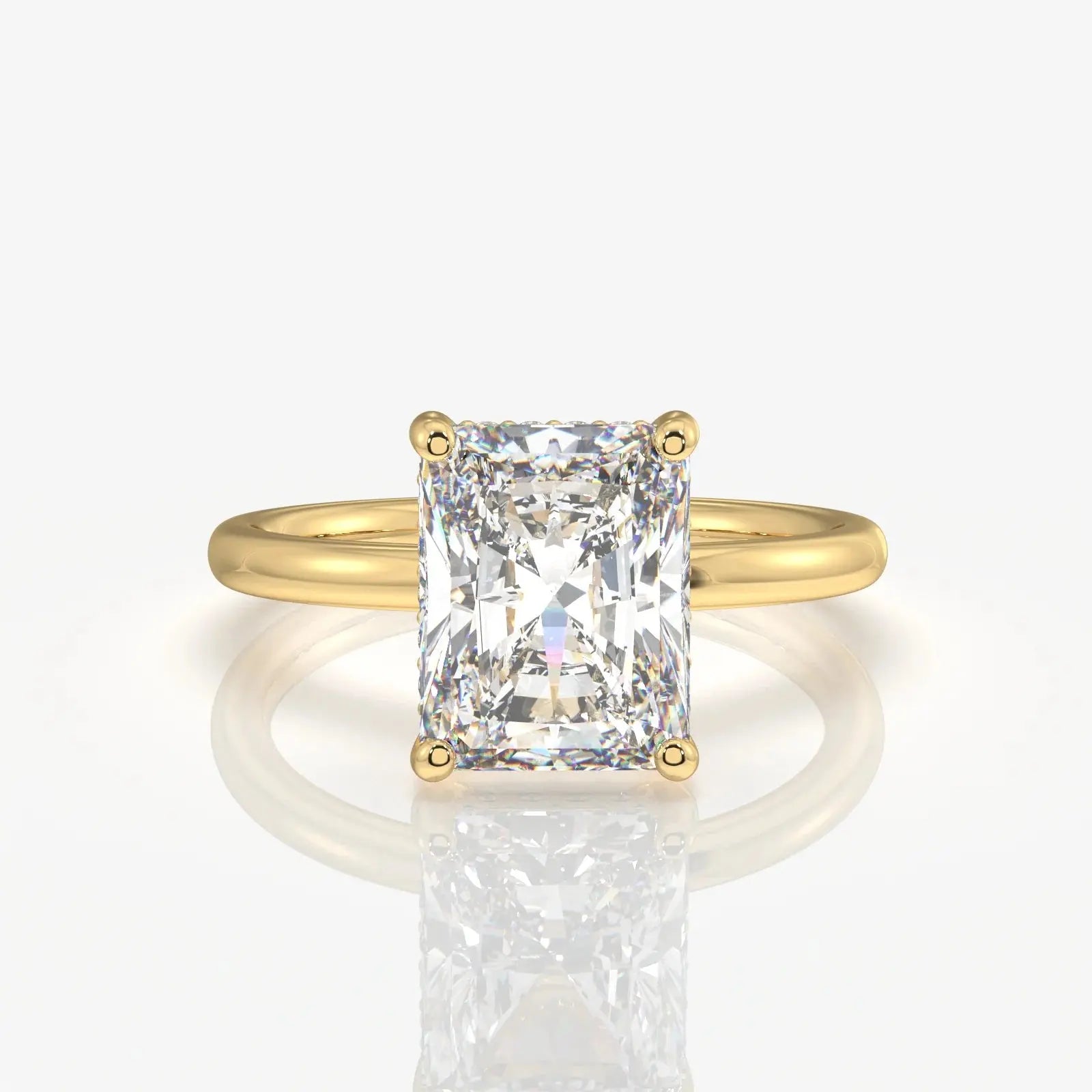 Radiant Cut Diamond Ring, 14K Solid Gold Solitaire Engagement Ring, Elegant Wedding Jewelry, Luxury Proposal Ring for Women. Cushionblue