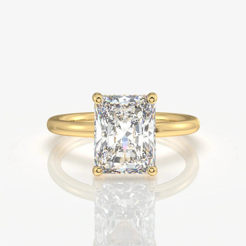 Radiant Cut Diamond Ring, 14K Solid Gold Solitaire Engagement Ring, Elegant Wedding Jewelry, Luxury Proposal Ring for Women. Cushionblue