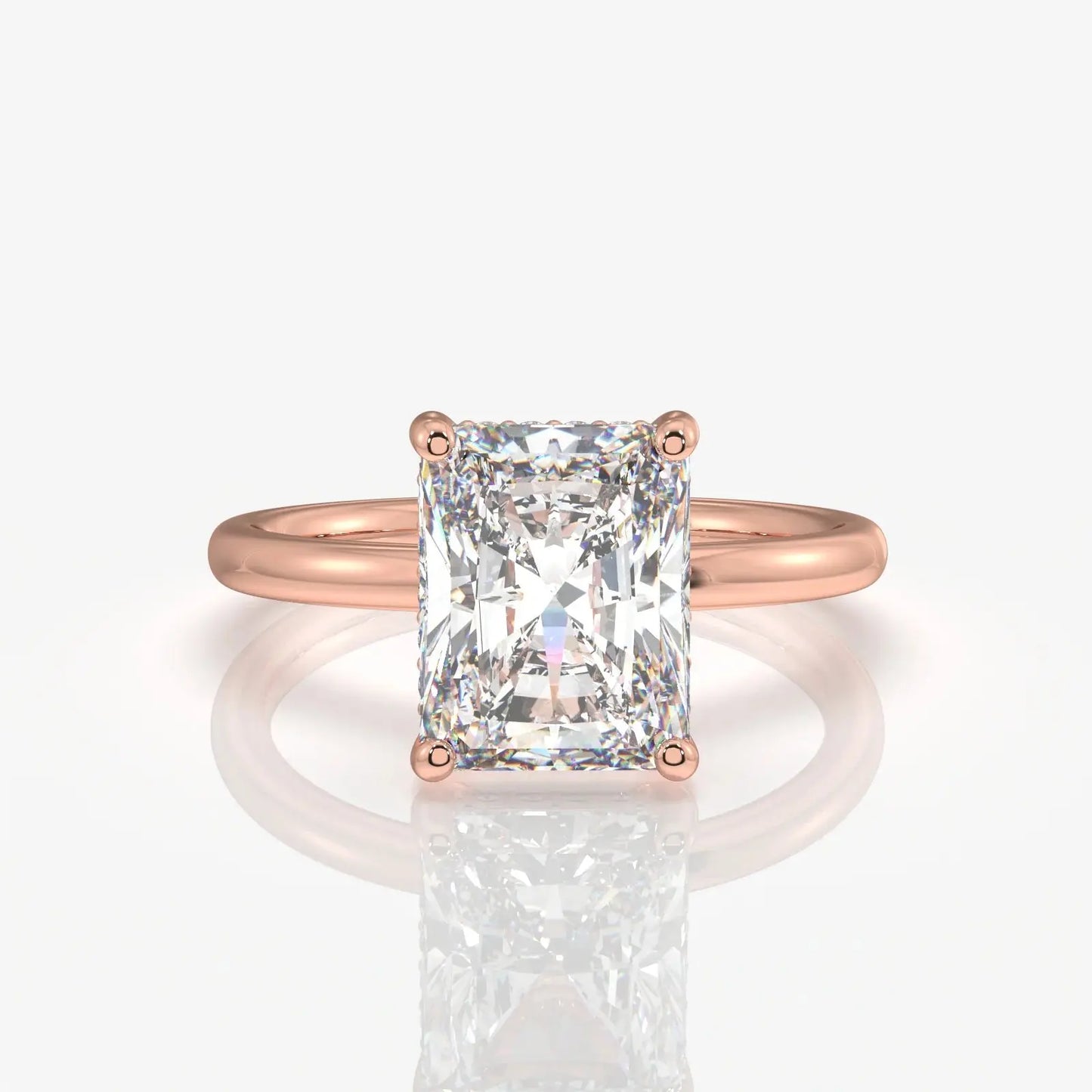 Radiant Cut Diamond Ring, 14K Solid Gold Solitaire Engagement Ring, Elegant Wedding Jewelry, Luxury Proposal Ring for Women. Cushionblue