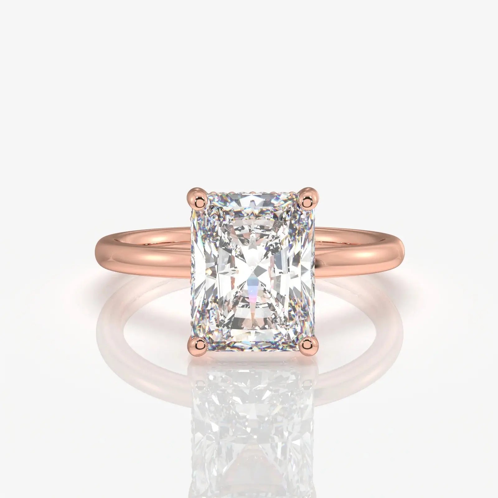 Radiant Cut Diamond Ring, 14K Solid Gold Solitaire Engagement Ring, Elegant Wedding Jewelry, Luxury Proposal Ring for Women. Cushionblue