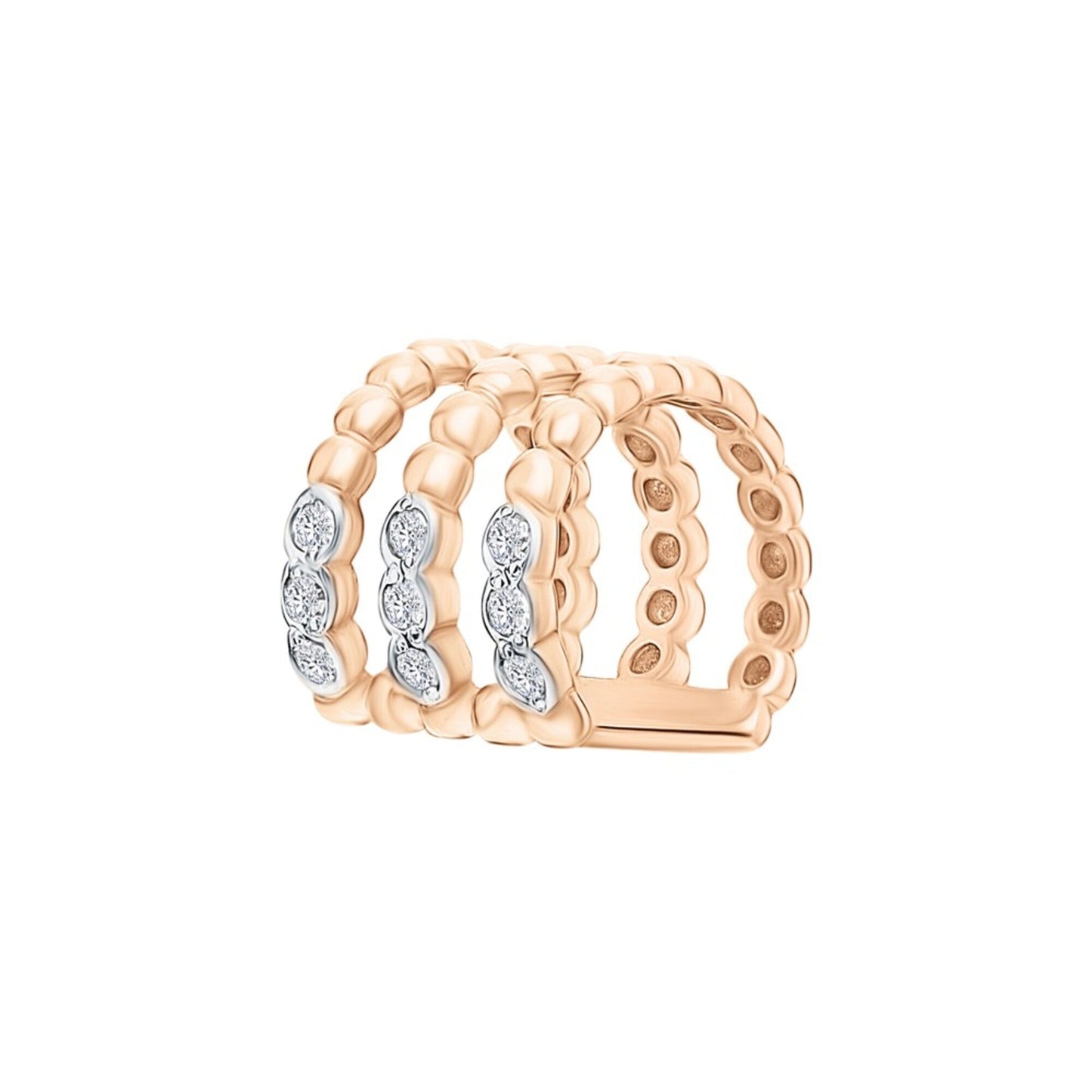 Diamond Ear Cuff in Gold, Rose Gold Diamond (0.09ct) Cuff, Helix Piercing. Cushionblue