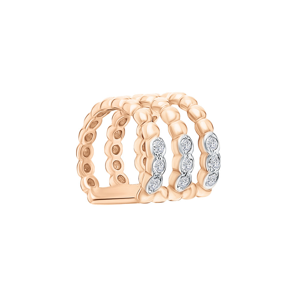 14K Gold Diamond Ear Cuff in Gold Cushionblue