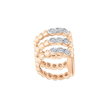 Diamond Ear Cuff in Gold, Rose Gold Diamond (0.09ct) Cuff, Helix Piercing. Cushionblue