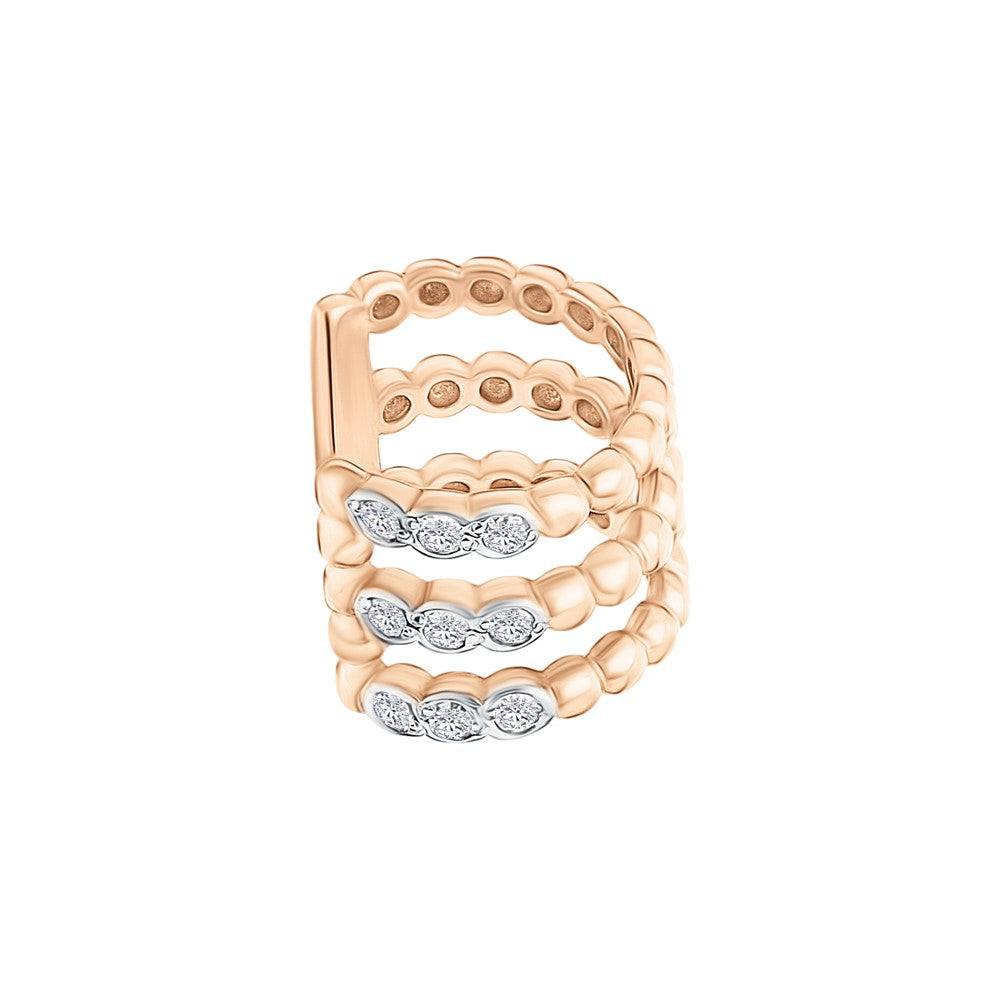 Diamond Ear Cuff in Gold, Rose Gold Diamond (0.09ct) Cuff, Helix Piercing. Cushionblue