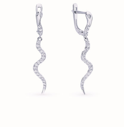 14k Gold Long Spiral Snake Hoop Earring Cushionblue