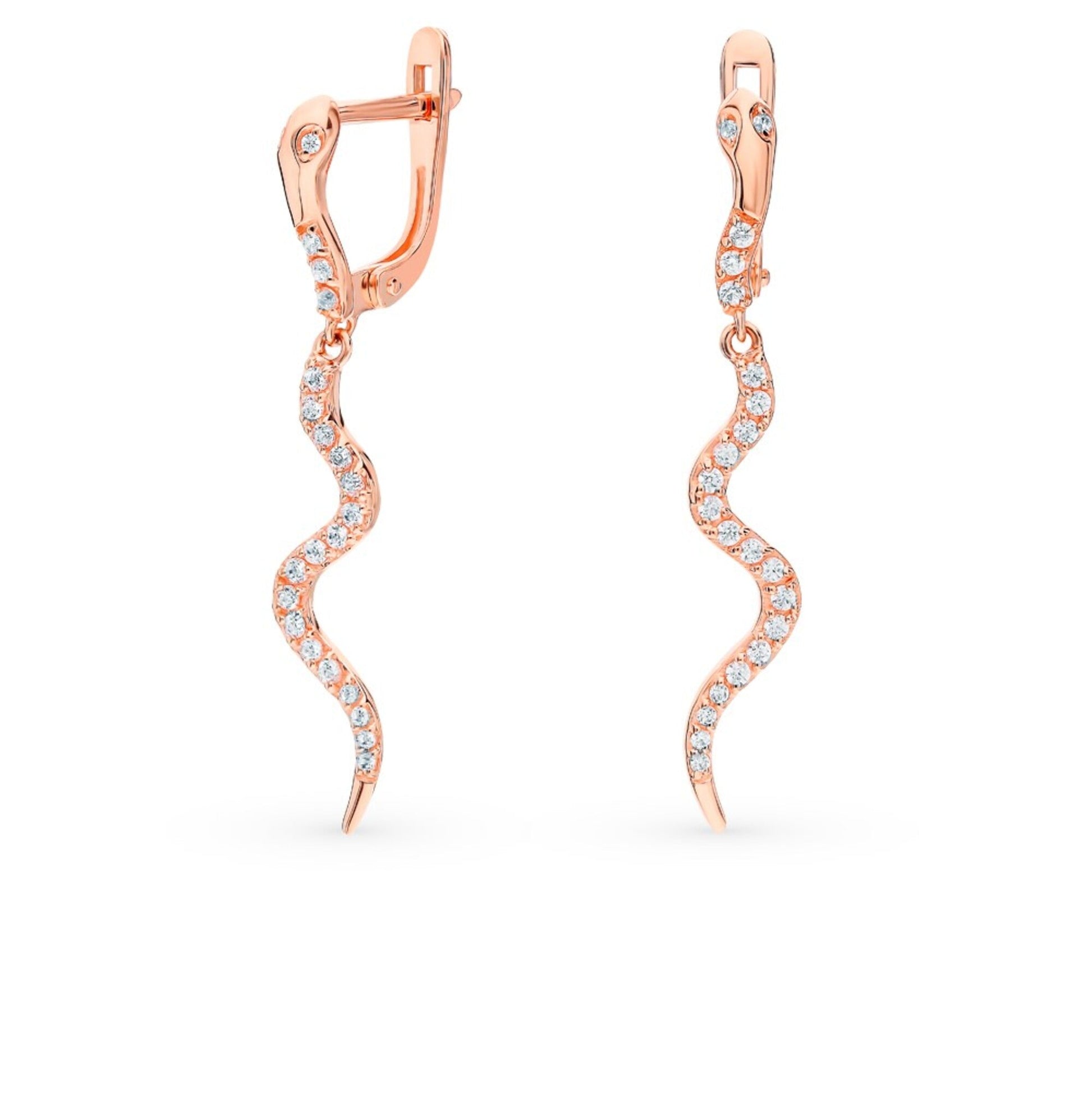 14k Gold Long Spiral Snake Hoop Earring Cushionblue