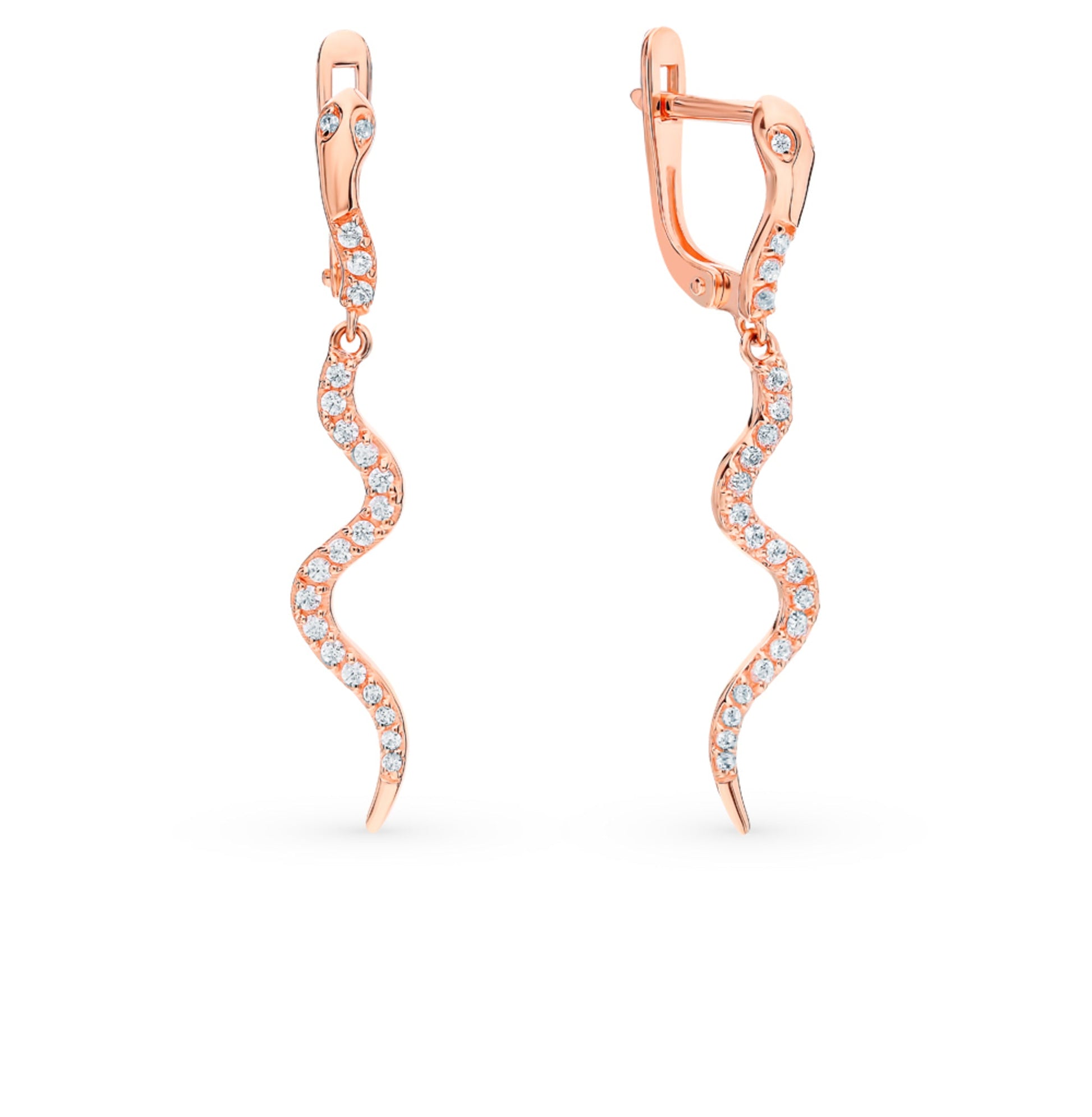 14k Gold Long Spiral Snake Hoop Earring Cushionblue