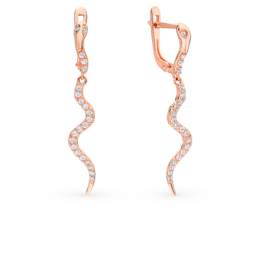 14k Gold Long Spiral Snake Hoop Earring Cushionblue