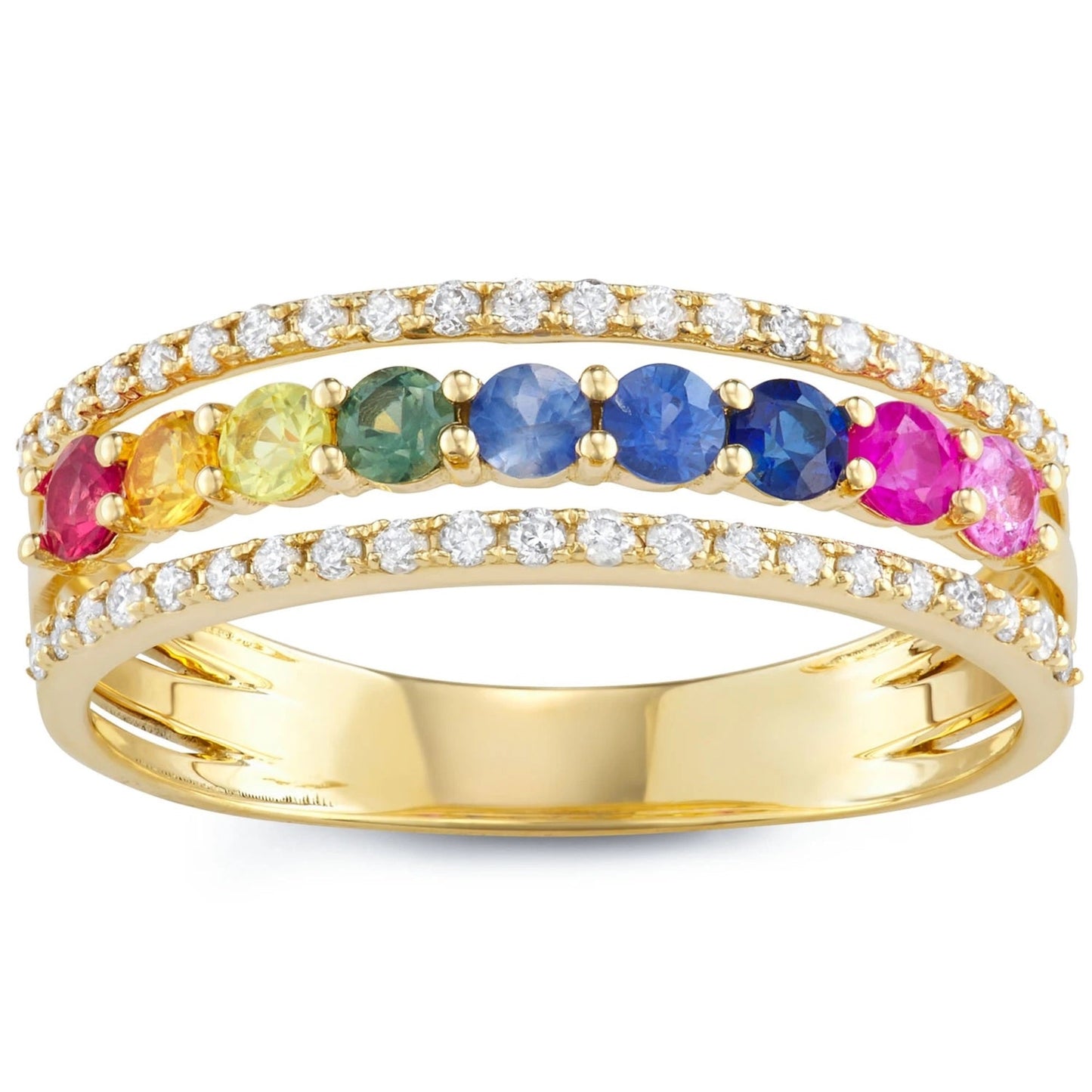 Multi-Color Sapphire And Diamond Ring Cushionblue
