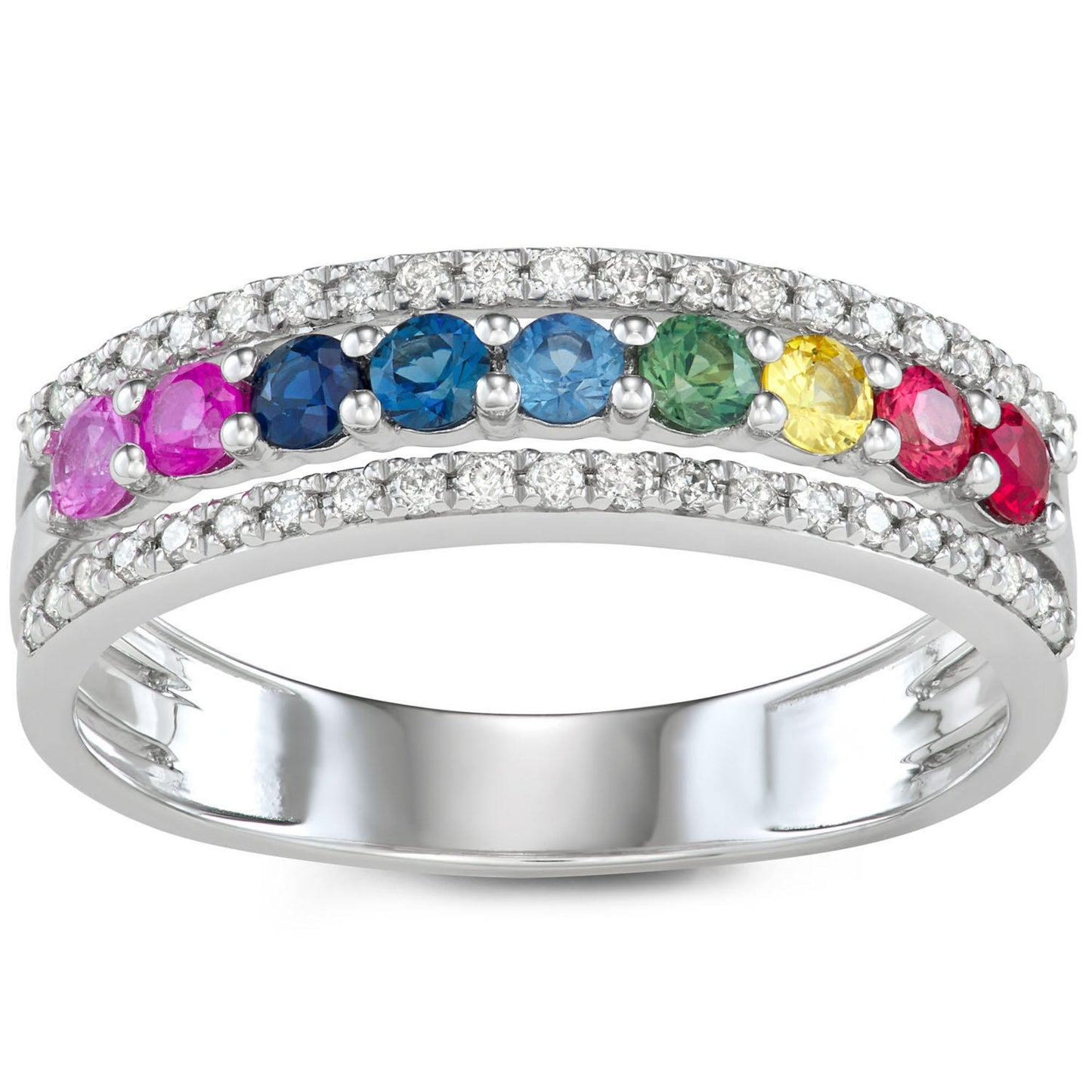 Multi-Color Sapphire And Diamond Ring Cushionblue